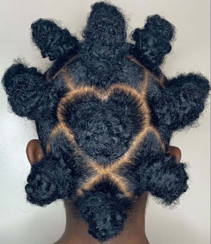 Bantu knots with heart shape