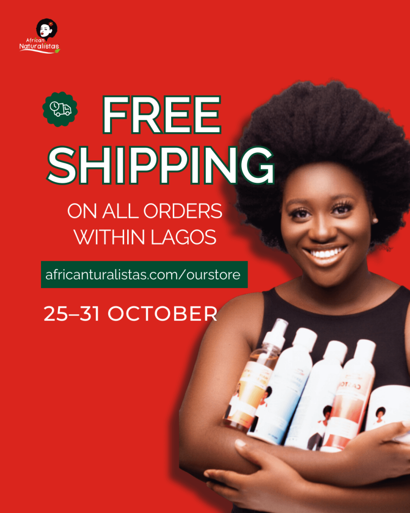 African Naturalistas' free shipping offer for Lagos locations